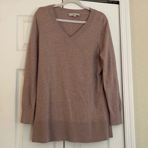LOFT Mauve Vneck Tunic length Sweater size XL